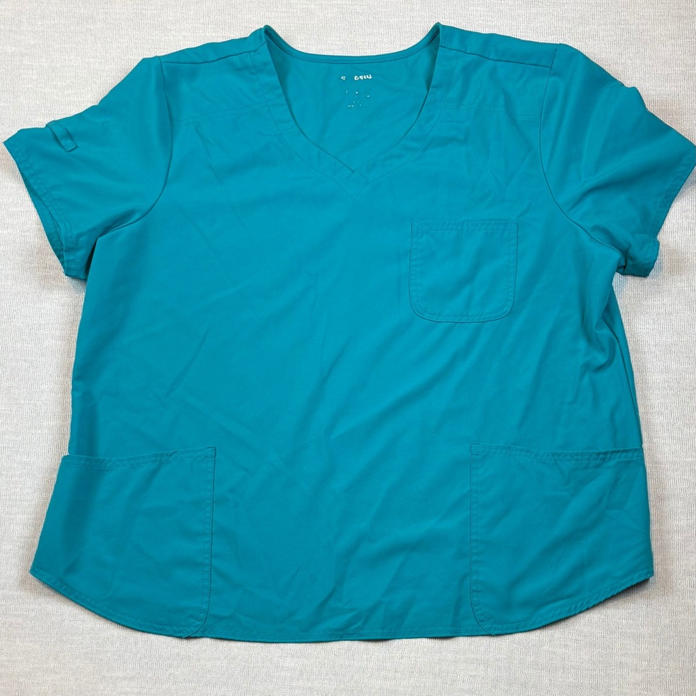 Scrubstar Aquamarine Blue V Neck Pocket Scrub Top Women's 3XL